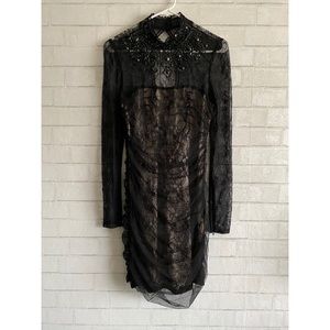 Bebe Embellished Lace Mini Dress